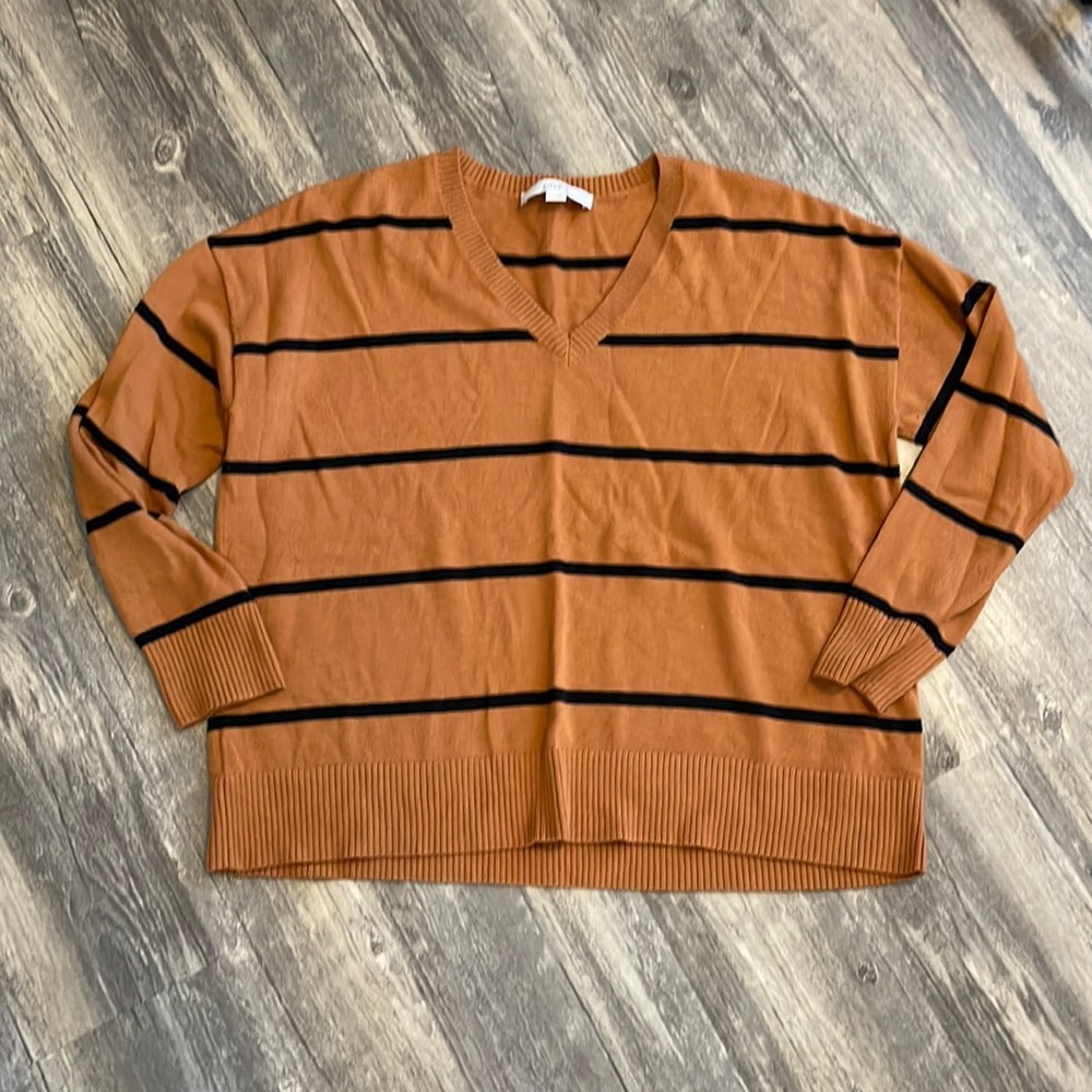 Loft size large Vneck stripe sweater.